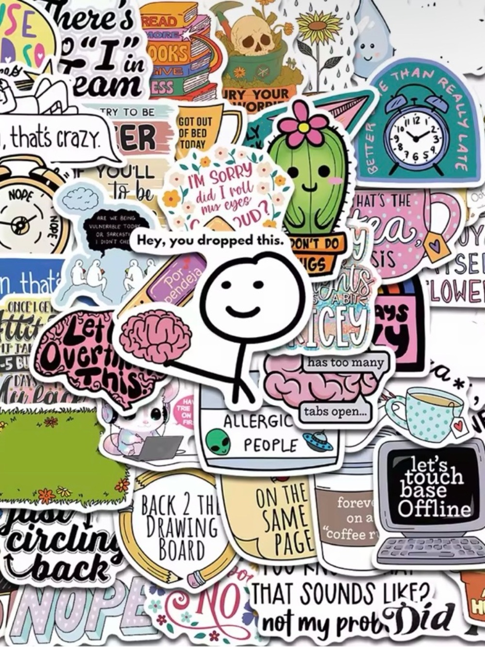 50 Assorted Sarcastic Cute Stickers- Colorful Designs